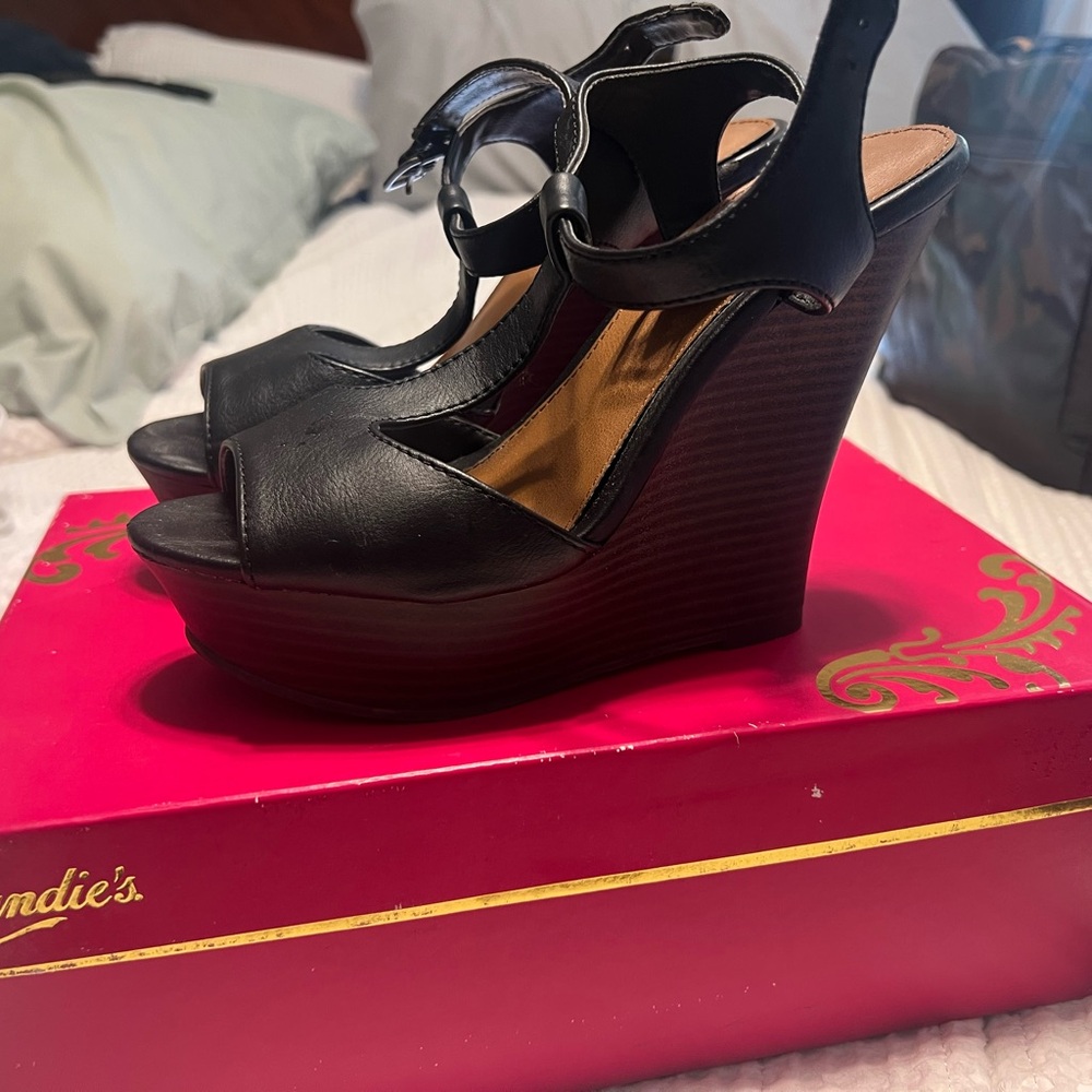 Candie's Elegant Black Wedge Heels